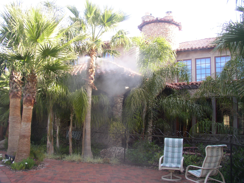 misting system in backyard