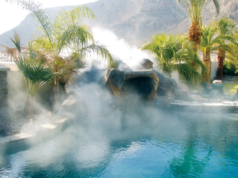 fog effects system in a backyard pool