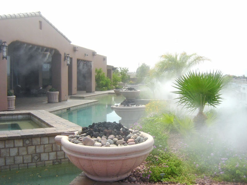 fog effects system in a backyard pool