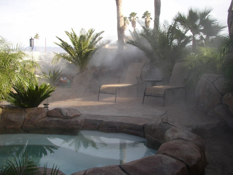 fog effects system in backyard pool