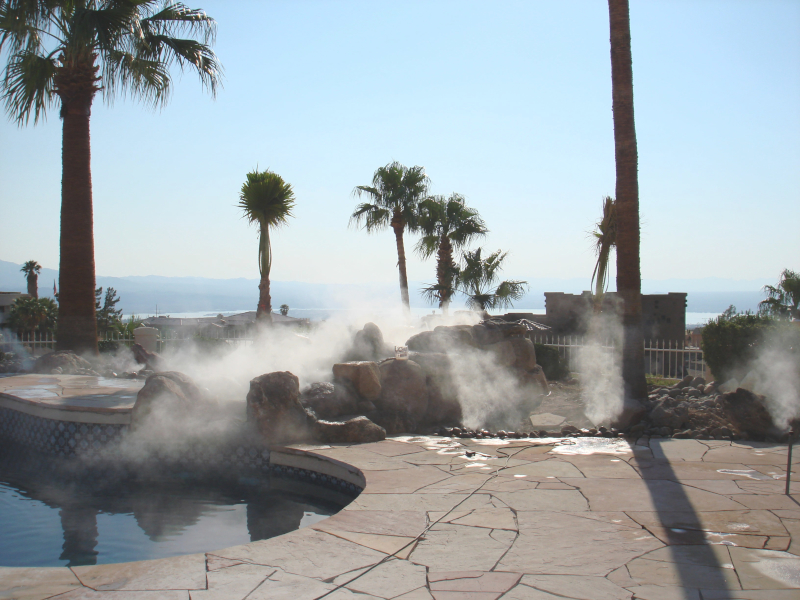 fog effects system in backyard pool