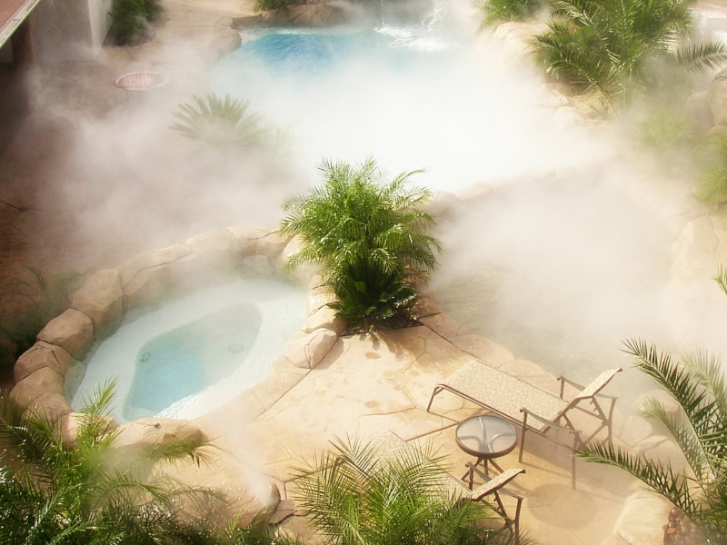 backyard pool with fog effects system