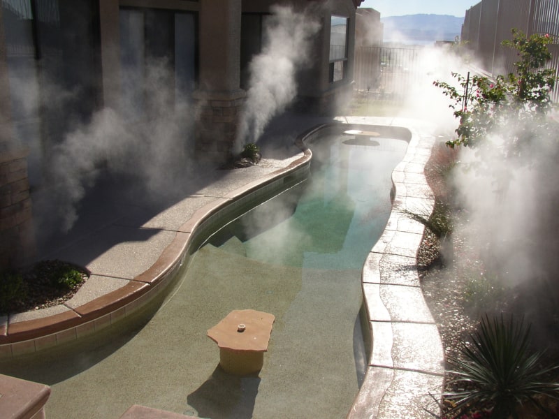 fog effects system in backyard pool