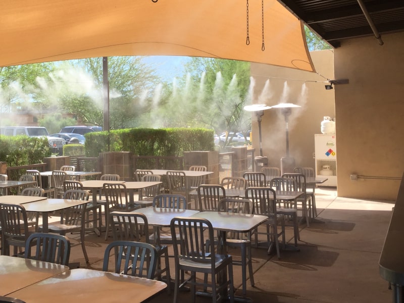 misting system in restaurant patio