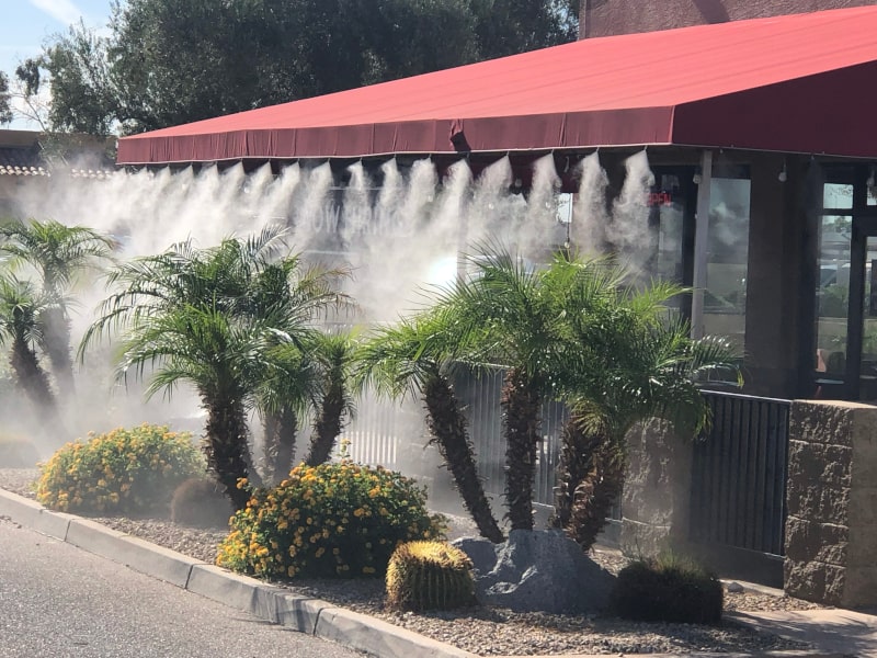 restaurant patio with misting system